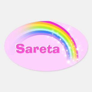 Name ID Sareta pink rainbow stickers