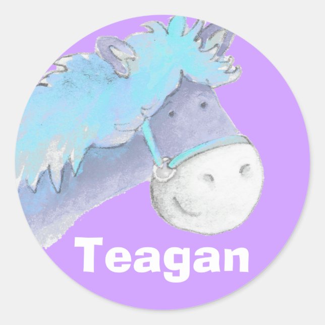 Name ID "Teagen blue purple horse stickers (Front)