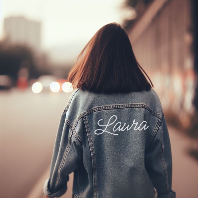 Name in Script Font Denim Jacket (custom denim jacket with your name)
