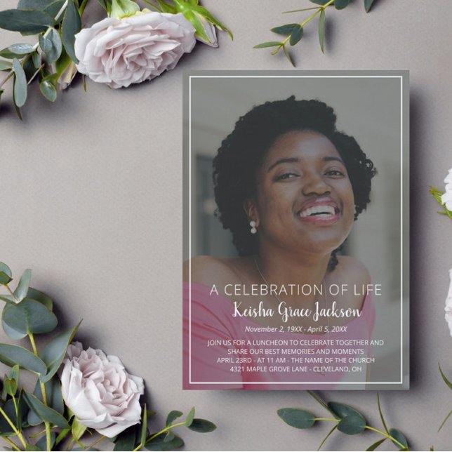 Name In Script Photo Celebration of Life Invitation (Creator Uploaded)