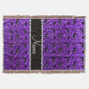 Name indigo purple glitter wrestling hearts bows throw blanket