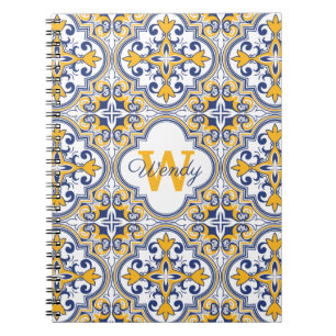 💙💛 Name + initial Azulejos Notebook