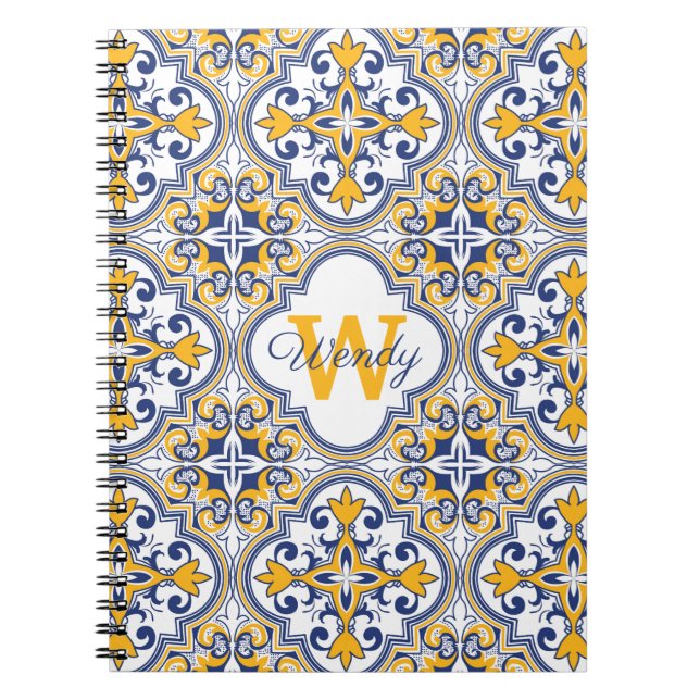 💙💛 Name + initial Azulejos  Notebook (Front)