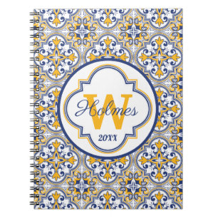 💙💛 Name + initial Azulejos Notebook