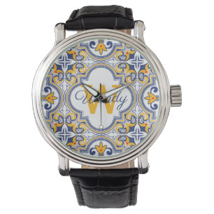 💙💛 Name + initial Azulejos Watch
