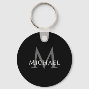 Name Initial Black Personalised Groomsmen Favour Key Ring