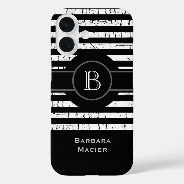 Name initial black/white personalised Case-Mate iPhone case (Back)