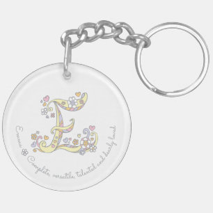 Name initial E girls personalised keychain