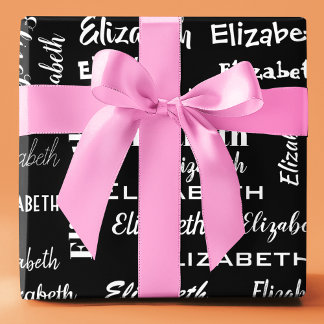 Name Initial Monogram  black  Personalised Gift Wrapping Paper