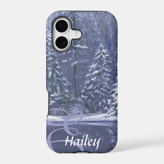 Name & initial winter trees iphone case (Back)