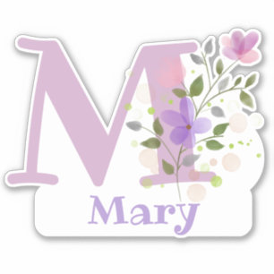 Name & Initial with Floral Design Sticker Cut-Out