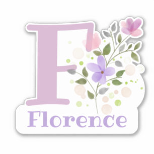 Name & Initial with Floral Design Sticker Cut-Out