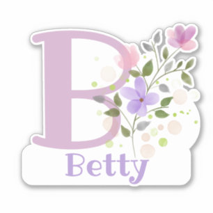 Name & Initial with Floral Design Sticker Cut-Out