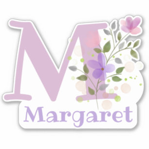 Name & Initial with Floral Design Sticker Cut-Out