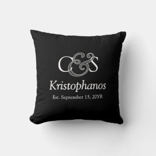 Name Initials Elegant Script Wedding Monogram Gift Cushion
