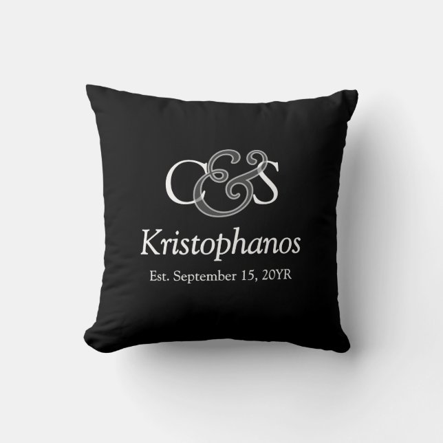 Name Initials Elegant Script Wedding Monogram Gift Cushion (Front)