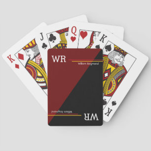 name & initials half-black half-red cool playing cards