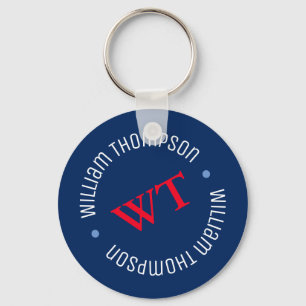 name initials monogram on blue key ring