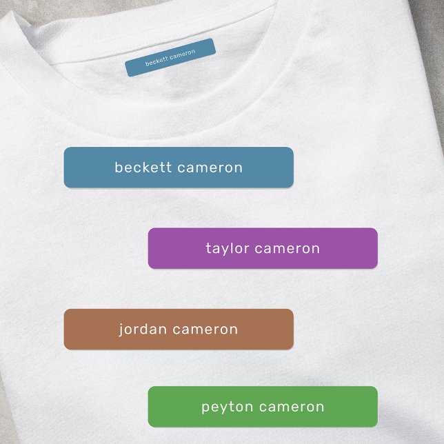 Name Iron On Cool Clothing Labels (1.75" x .3125" clothing labels iron-on or adhesive, 2 sheets of 48 labels, USE 1 OR up to 4 NAMES)