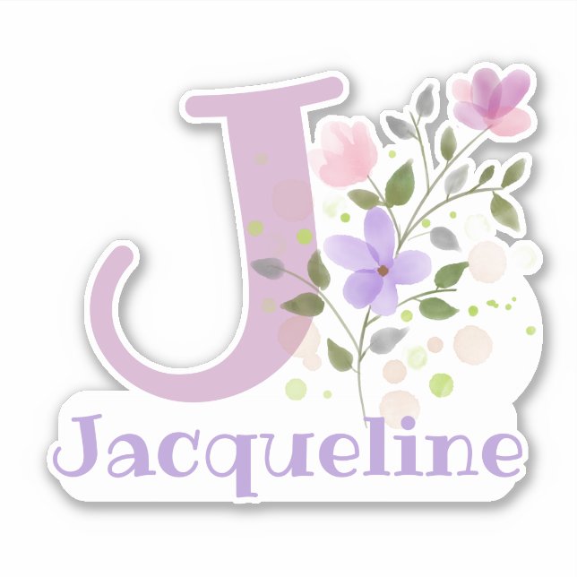 Name Jacqueline & Initial with Floral Design (Front)