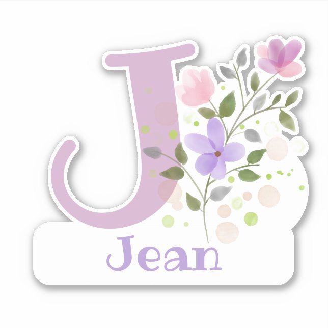 Name Jean plus Initial with Floral Design (Front)