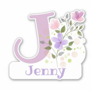 Name Jenny plus Initial with Floral Design