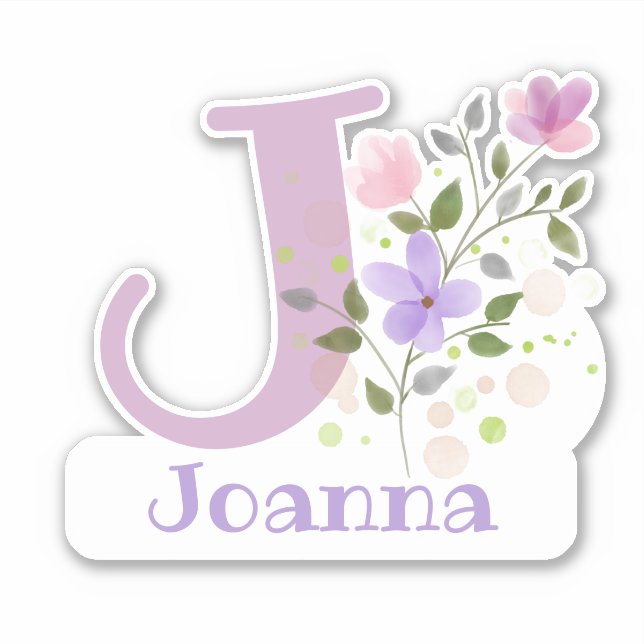 Name Joanna plus Initial with Floral Design (Front)