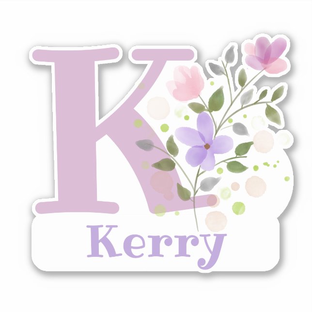 Name Kerry plus Initial with Floral Design (Front)
