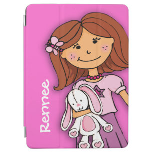 Name kid girl cuddles pink purple iPad air cover