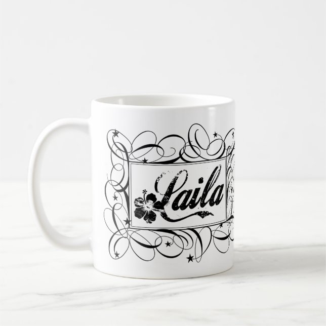 Name Laila in black inside stylish frame Coffee Mug (Left)