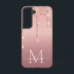 Name Letter Personalised Rose Blush Glitter Drips Samsung Galaxy Case<br><div class="desc">Monogram Name Text Rose Gold Blush Glitter Sparkle Personalised Birthday - Anniversary or Wedding Gift / Suppliest - Add Your Letter / Name - Text or Remove - Make Your Special Gift - Resize and move or remove and add text / elements with customisation tool. Design by MIGNED. Please see...</div>