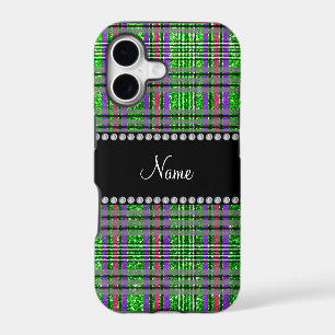 Name lime green glitter pink purple plaid