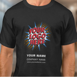 Name, Logo, Business Upload Template - Black T-Shirt