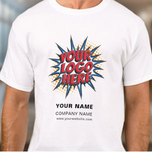 Name, Logo, Business Upload Template - White T-Shirt