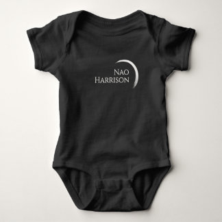 Name Logo, Elegant Minimal White Crescent Baby Bodysuit