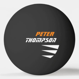 name logo on black table tennis ping pong ball