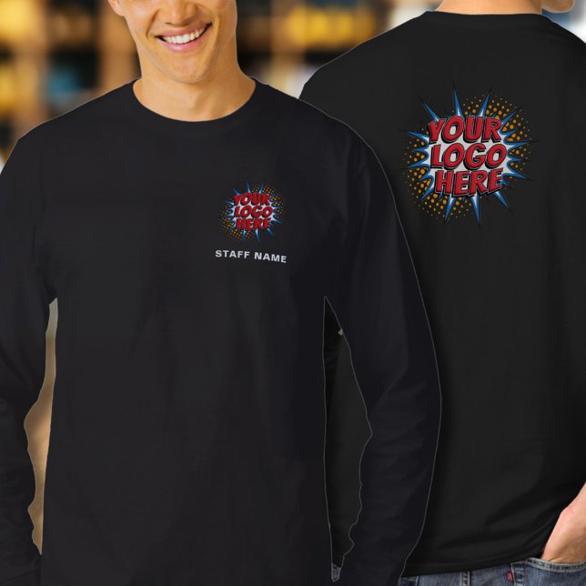 Name & Logo Upload Black Long Sleeved  T-Shirt (Creator Uploaded)