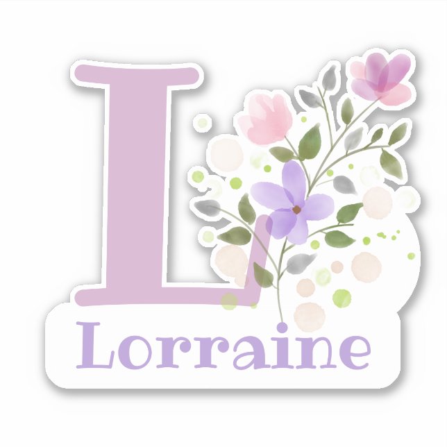 Name Lorraine plus Initial with Floral Design (Front)