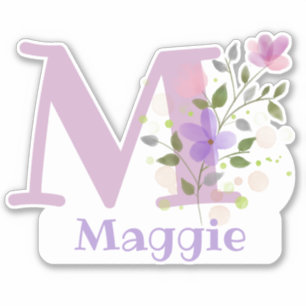 Name Maggie plus Initial with Floral Design