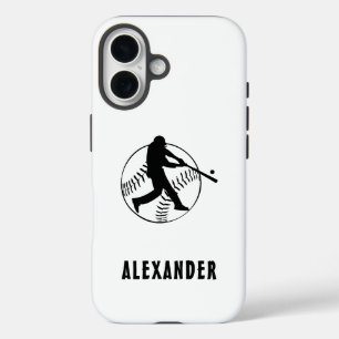 Name Male Player Baseball Batter Black And White iPhone 16 Case