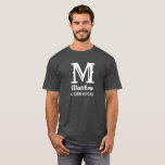Name Masculine Monogrammed Groomsman Wedding Grey  T-Shirt<br><div class="desc">Classic,  simple,  Wedding,  name t-shirt. Perfect for groomsman. Personalise it with your initial and name.</div>