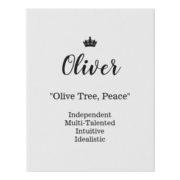 Name Meaning Canvas Picture Oliver Zazzle