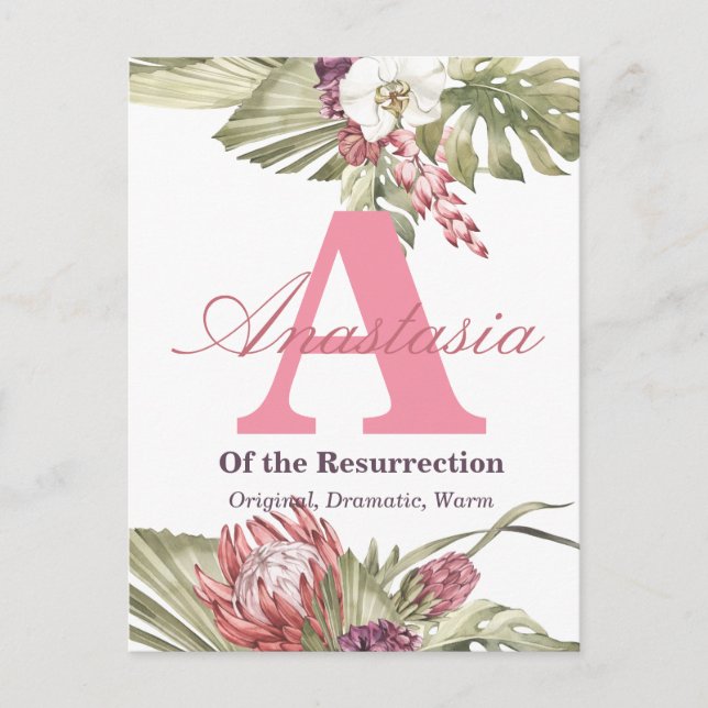 Name Meaning of Anastasia Postcard (Front)