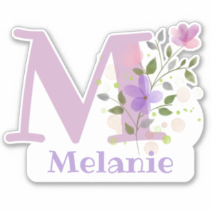 Name Melanie & Initial with Floral Design