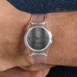 Name, Men's Metal Grid Effect Clear Silicone Watch<br><div class="desc">This sporty 80s style watch with durable clear silicone buckle strap and metal grid effect face, features simple name and numbers in black. These were called "Jelly watches" in the 80s. Easily change or remove name using the Template provided. To edit and change font style, font color, size and more--...</div>