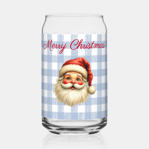 Name, Merry Christmas Charming Santa Clause Can Glass