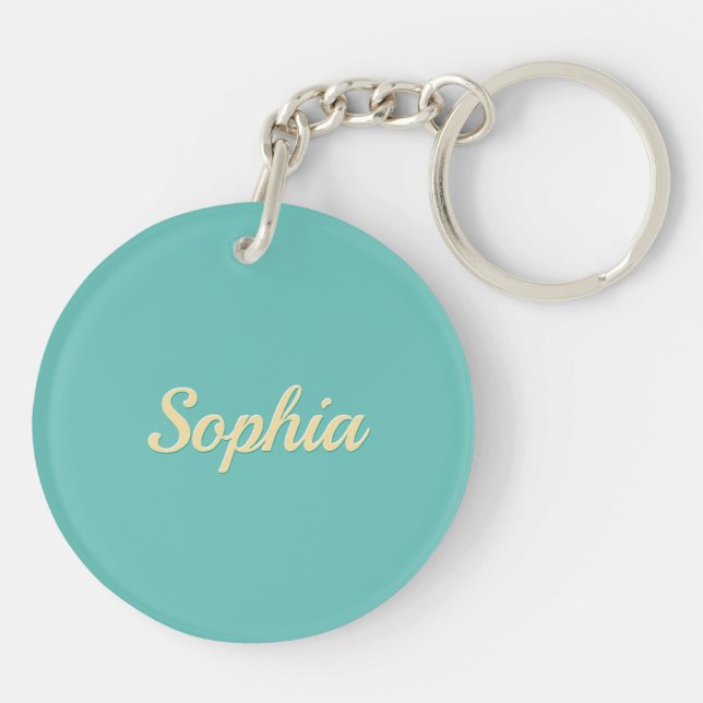 Name & Message, Pale Yellow & Lt. Teal, Vs 2 Key Ring (Back)