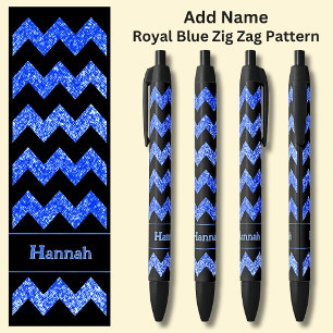 Name Mid Royal Blue Zig Zag on Black Ink Pen