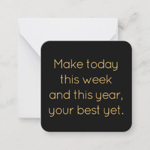 Name, Mini Black and Gold Happy New Year Card