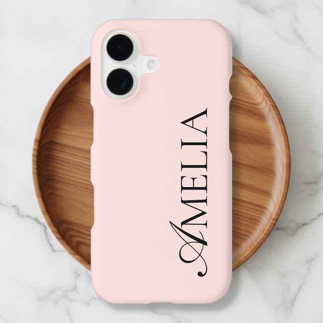 Name Minimalist Girly Blush Pink iPhone Case (Creator Uploaded)
